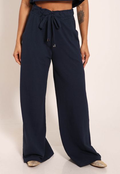 Calça Singapura Pantalona Com Cordão